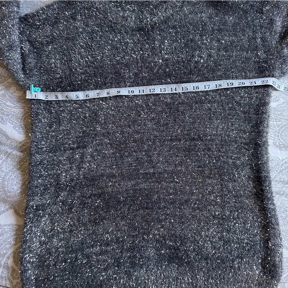 By Anthropologie Women’s Metallic Gray/Silver Eyelash Knit Mini Dress-Size Small - Picture 5 of 10